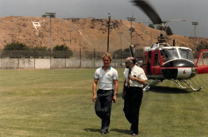 Bill Johnson, Olympic gold winner arriving at Juvenile Hall to speak to the youth 1984